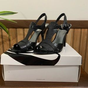 NIB Nine West Black Leather Crocodile Pumps (10)